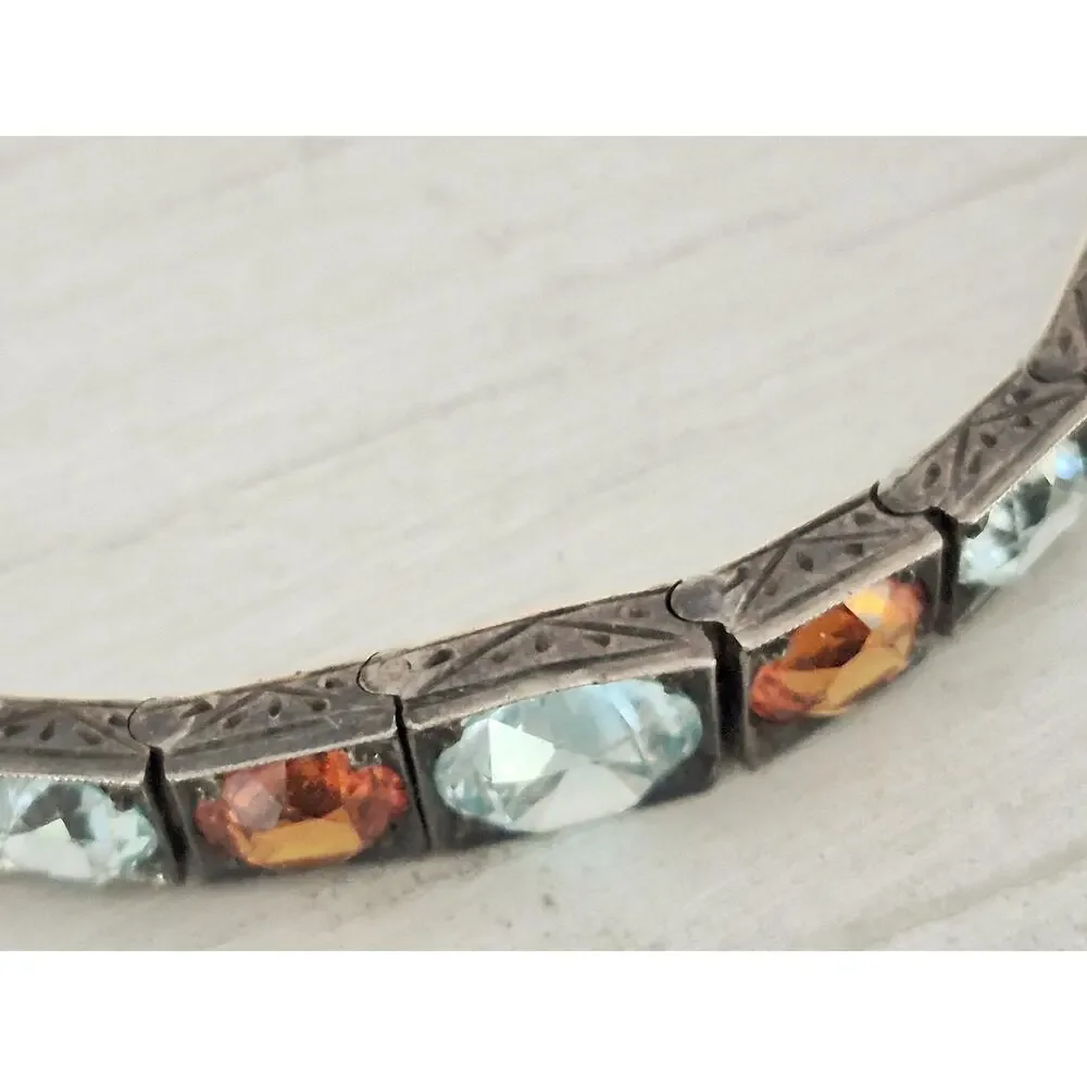 Vintage Topaz and Citrine Sterling Silver Child Size Bracelet